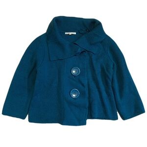Cleo Teal Cropped Sweater / Cardigan - Size Small